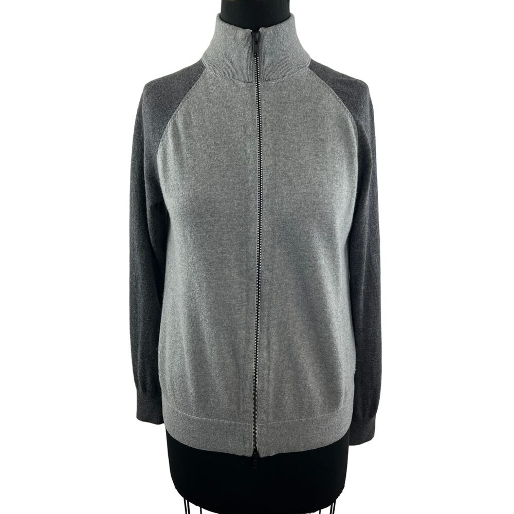 Theory Gray Zip-Up Cardigan Sweater